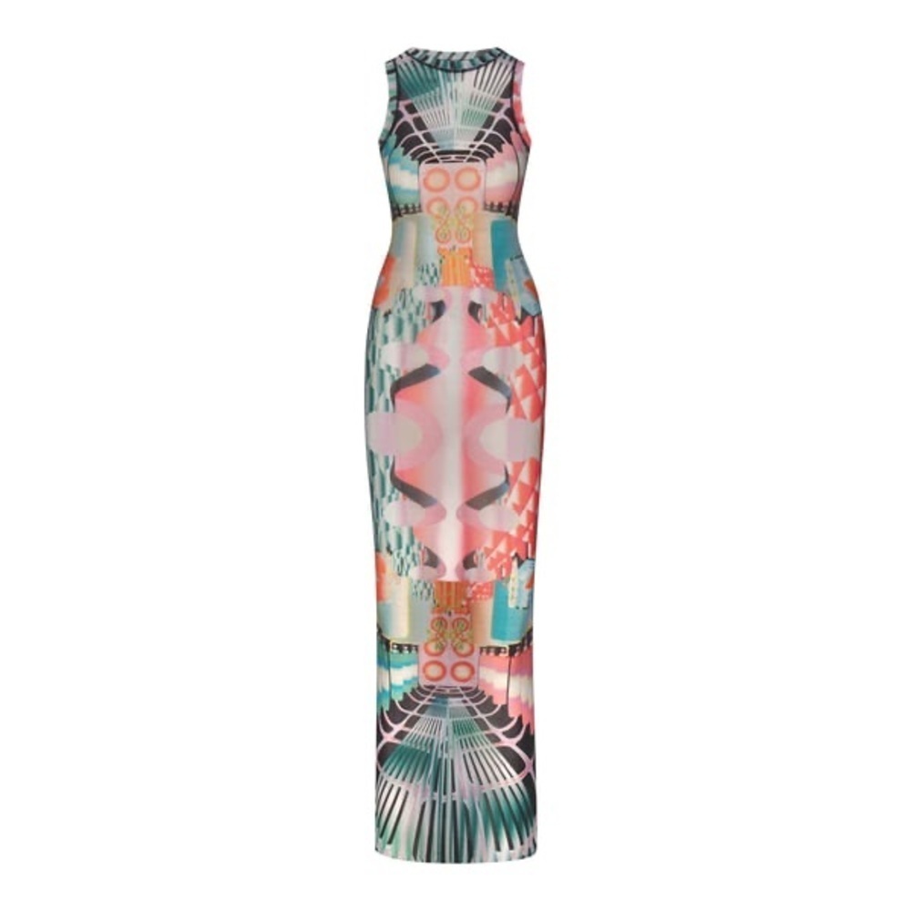 New Skims High Neck Summer Mesh l Maxi Dress Deco Train XS
